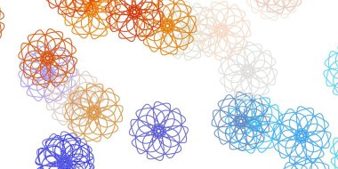 Açık mavi, sarı vektör çiçekli doğal fon. Sıradan çiçekli basit renkli bir illüstrasyon. Bahar partileri için renkli desen.