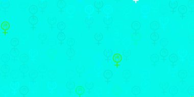 Kadın hakları sembollü açık yeşil vektör dokusu. Kadın hakları aktivizmiyle soyut tarzda basit bir tasarım. Web siteniz için basit tasarım.