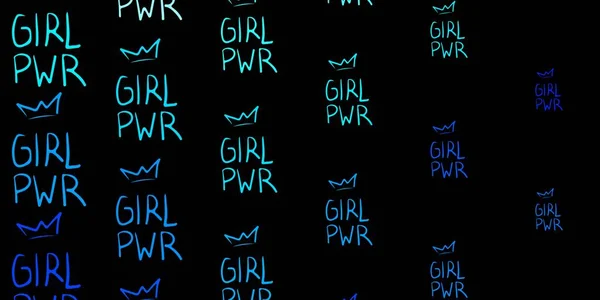 Dark Blue Vector Backdrop Woman Power Symbols Красочная Иллюстрация Градиентными — стоковый вектор