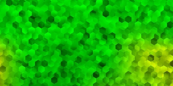 Fondo Verde Claro Vector Amarillo Con Lote Hexágonos Ilustración Abstracta — Vector de stock