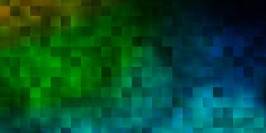 Koyu mavi, dikdörtgenli sarı vektör şablonu. Renkli dikdörtgenlerle soyut gradyan çizimi. Reklamınız, posteriniz, afişiniz için en iyi tasarım.