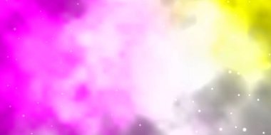 Açık Pembe, neon yıldızlı sarı vektör şablonu. Soyut şablondaki yıldızlarla dekoratif illüstrasyon. Cep telefonları için tema.