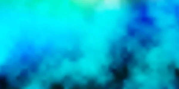 Ljusblå Grönt Vektormönster Med Moln Abstrakt Illustration Med Färgglada Lutning — Stock vektor