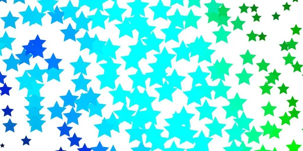 Azul Claro Fundo Vetorial Verde Com Estrelas Pequenas Grandes Ilustração — Vetor de Stock