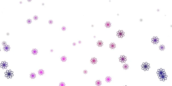 Violet Clair Motif Vectoriel Rose Doodle Avec Des Fleurs Fleurs — Image vectorielle