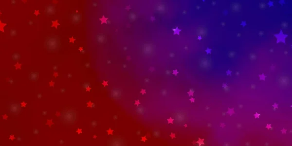 Ljusblå Röd Vektor Bakgrund Med Små Och Stora Stjärnor Dekorativ — Stock vektor