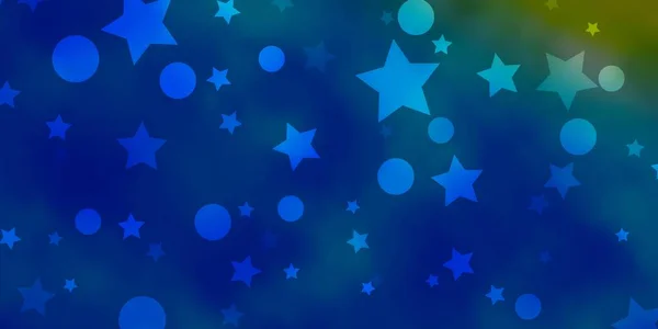 Azul Claro Amarillo Vector Telón Fondo Con Círculos Estrellas Ilustración — Archivo Imágenes Vectoriales