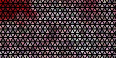 Kristallerle, üçgenlerle açık kırmızı vektör şablonu. Soyut üçgenli dekoratif tasarım. Posterler ve afişler için en iyi tasarım.