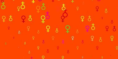 İş kadını işaretleriyle ışık çokrenkli vektör şablonu. Kadın gücünün resmedildiği soyut bir çizim. Duvar kağıtları için zarif tasarım.