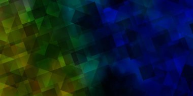 Açık mavi, yeşil vektör arkaplan, çizgiler, üçgenler. Üçgenli soyut gradyan çizimi. Web siteleri için desen.