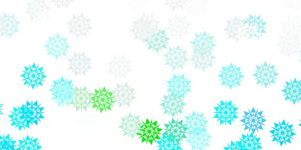 美しい雪の結晶とライトブルー 緑のベクトルレイアウト 装飾的なクリスマススタイルのカラフルな雪の要素 ビジネスのためのクリスマスデザイン — ストックベクタ