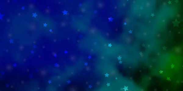 Azul Claro Patrón Vectorial Verde Con Estrellas Abstractas — Vector de stock