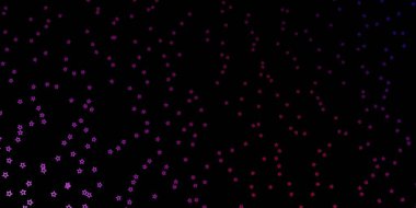 Koyu mor, soyut yıldızlı pembe vektör deseni. Soyut tarzda renkli bir illüstrasyon ve değişken yıldızlar. Hediyeleri paketlemek için desen.