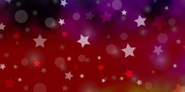 Açık kırmızı, sarı vektör desenli daireler, yıldızlar. Renkli daireler, yıldızlar gibi soyut çizimler. Duvar kağıdı ve kumaş yapımcıları için tasarım.