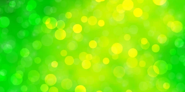 Ljusgrön Gul Vektor Mönster Med Cirklar — Stock vektor