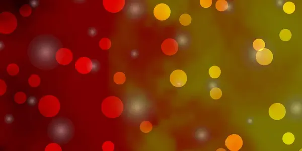 Светло Оранжевая Векторная Текстура Кругами Звездами Абстрактная Иллюстрация Красочными Пятнами — стоковый вектор