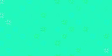 Covid-19 sembollü açık yeşil vektör arkaplanı. Biyolojik değişim şekilli soyut çizimler. Tehlike ateşine karşı basit çizim.