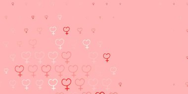 Kadın sembollü açık turuncu vektör arka planı. Kadınların güç ve güç göstergelerini gösteren bir ilüzyon. Duvar kağıtları için zarif tasarım.