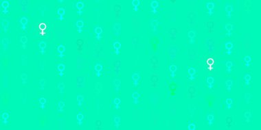 Kadın sembollü açık yeşil vektör arka planı. Kadın hakları aktivizmiyle soyut tarzda basit bir tasarım. Uluslararası Kadınlar Günü için arkaplan.