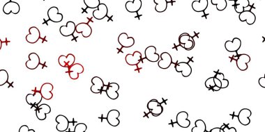 Açık kırmızı vektör şablonu ve iş kadını işaretleri. Kadınların güç ve güç göstergelerini gösteren bir ilüzyon. Kadınların gücünü göstermek için en iyi tasarım..