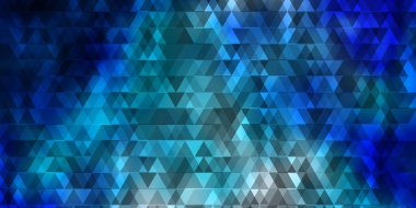 Koyu mavi vektör arkaplanı çizgiler, üçgenler. Renkli üçgenli soyut gradyan tasarımı. Reklamlar için desen.