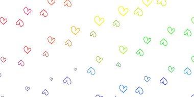 Çok renkli hafif vektör dokusu ve güzel kalpleri var. Kalpli, karalama tarzında bulanık dekoratif tasarım. Evlilik hediyeleri için örnek, tebrikler..