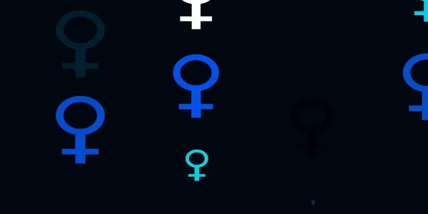 Rosa Claro Fondo Vector Azul Con Símbolos Poder Mujer Ilustración — Vector de stock