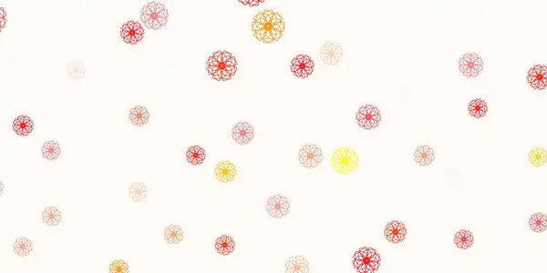 Light Red Yellow Vector Doodle Background Flowers Gradient Colorful Abstract — Stock Vector