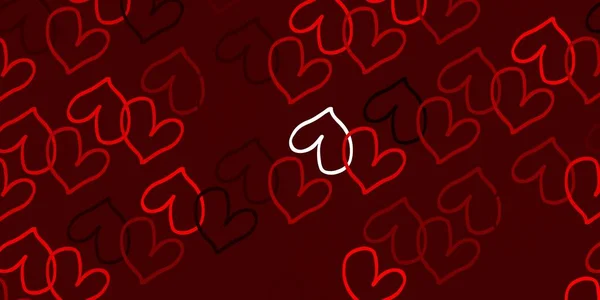 Fond Vectoriel Rouge Clair Avec Des Coeurs Coeurs Sur Fond — Image vectorielle