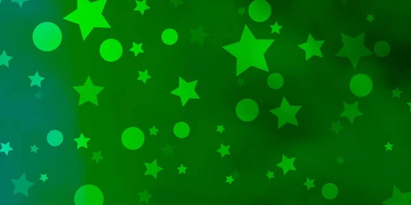 Hellgrüne Vektoranordnung Mit Kreisen Sternen — Stockvektor