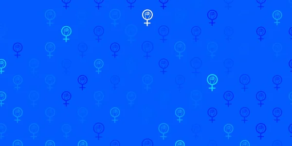 Luz Azul Vector Telón Fondo Con Símbolos Poder Las Mujeres — Vector de stock