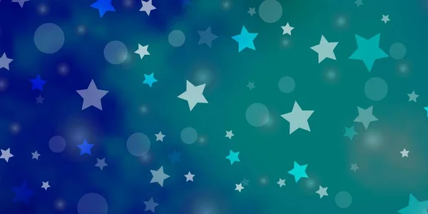 Azul Claro Patrón Vectorial Verde Con Círculos Estrellas — Vector de stock