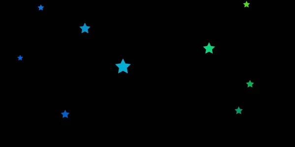 Azul Escuro Fundo Vetorial Verde Com Estrelas Pequenas Grandes — Vetor de Stock