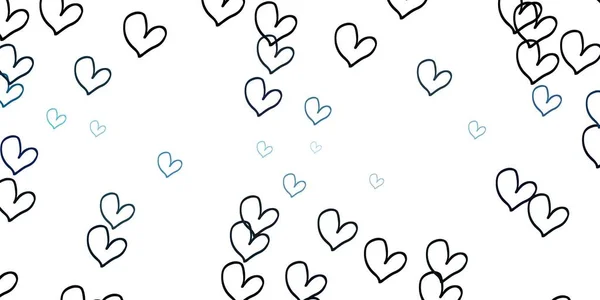 Light Blue Vector Template Doodle Hearts Illustration Hearts Love Concept — Stock Vector