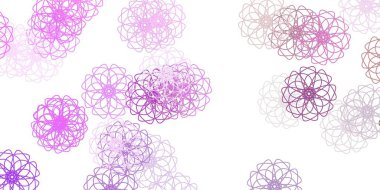 Açık pembe, çiçekli yeşil vektör karalama şablonu. Sıradan arka planda çiçekler olan basit bir tasarım. Yepyeni iş tasarımı.