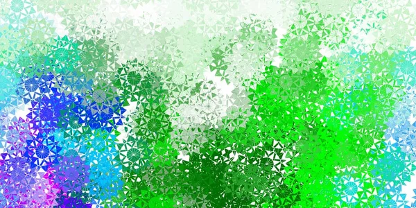 浅粉色 绿色矢量美丽的雪片背景与花朵 聪明的几何抽象图解与冰 新年广告 小册子模式 — 图库矢量图片