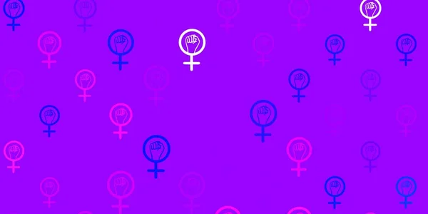 Light Pink Blue Vector Pattern Feminism 운동과 추상적 스타일의 디자인 — 스톡 벡터