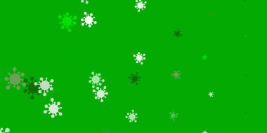 Koronavirüs elementli açık yeşil vektör deseni. Basit ve soyut bir şekilde renkli hastalık sembolleri. Karantina olayları için en iyi tasarım.