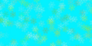 Açık mavi, sarı vektör karalama deseni ve çiçekler. Sıradan arka planda çiçekler olan basit bir tasarım. Yepyeni iş tasarımı.