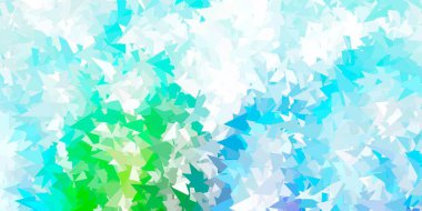 Açık mavi, yeşil vektör geometrik çokgen tasarım. Soyut üçgenlerle, çehre biçiminde akıllı illüstrasyon. İniş sayfaları tasarımı.