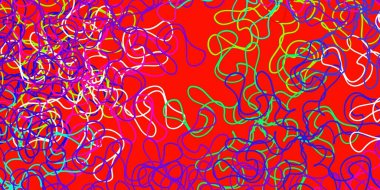 Koyu pembe, kıvrımlı çizgileri olan yeşil vektör arkaplan. Eğimli yay ile soyut illüstrasyon. Broşürler, broşürler için desen.