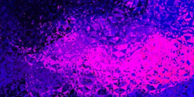 Üçgenleri ve çizgileri olan koyu mor vektör arkaplanı. Soyut renkli üçgen şekilli illüstrasyon. İniş sayfaları.