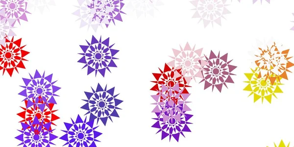 Hellblauer Roter Vektor Schöne Schneeflocken Hintergrund Mit Blumen Bunte Abstrakte — Stockvektor