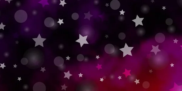 Dark Purple Fondo Vectorial Rosa Con Círculos Estrellas — Vector de stock