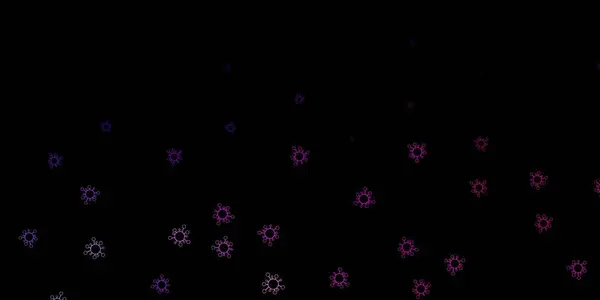 Темно Фіолетовий Рожевий Векторний Візерунок Елементами Коронавірусу Абстрактна Ілюстрація Біологічними — стоковий вектор