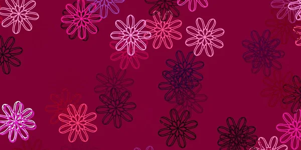Lichtpaars Roze Vector Doodle Patroon Met Bloemen Kleurrijke Bloemen Natuurlijke — Stockvector