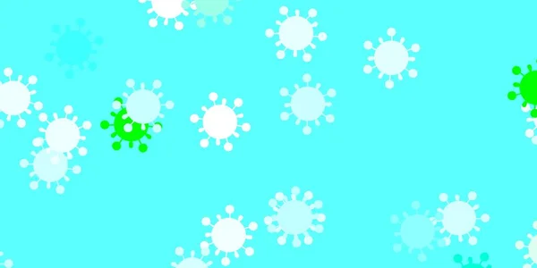 ライトブルー 緑のベクトルの背景にウイルス記号 装飾的なスタイルで鮮やかな兆候とスマートイラスト 危険熱に対する単純な図面 — ストックベクタ