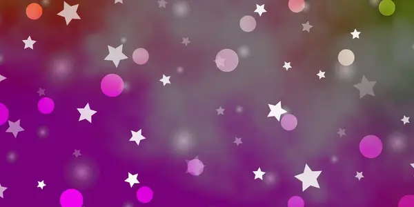 Rosa Claro Fondo Vectorial Verde Con Círculos Estrellas — Vector de stock