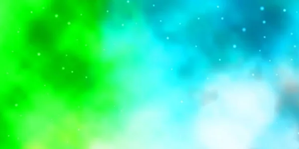 Azul Claro Fondo Vectorial Verde Con Estrellas Pequeñas Grandes — Vector de stock