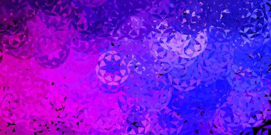 Açık mor, pembe üçgenli vektör arkaplan. Üçgen şekilli, şekilli muhteşem soyut çizimler. Duvar kağıtları için desen.